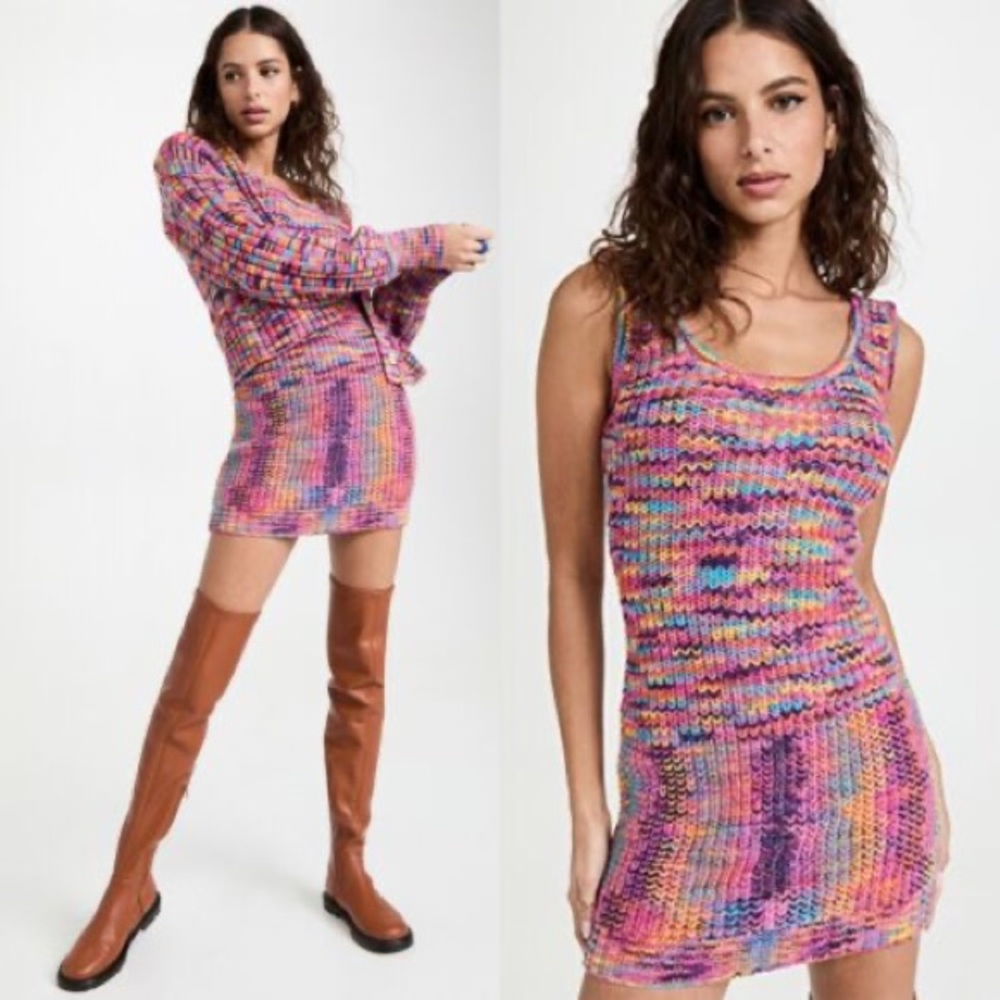 STAUD multicolor gardenia knit mini dress